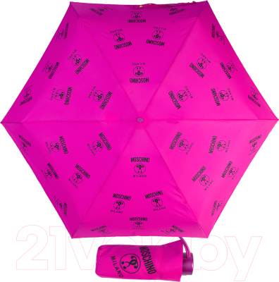 Зонт складной Moschino 8560-SuperminiA Logo Allover Fuxia