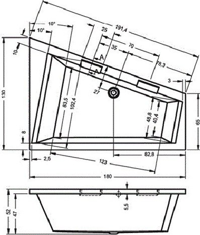 Купить Ванна акриловая Riho Doppio 180 R / BA90005 в Гродно