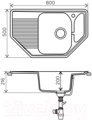 Мойка кухонная Polygran F-10 + измельчитель InSinkErator 46-2 A/S (черный)