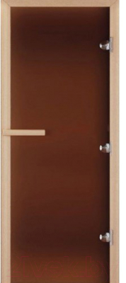 Стеклянная дверь для бани/сауны Doorwood Теплая ночь 190x70 (бронза матовая, коробка листва)