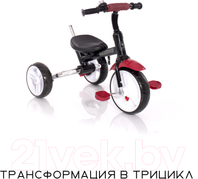 Трехколесный велосипед с ручкой Lorelli Moovо Eva Red Black Luxe / 10050472103