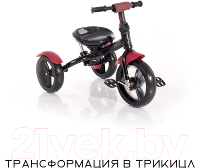 Трехколесный велосипед с ручкой Lorelli Neo Eva Red Black Luxe / 10050332103