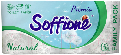 

Туалетная бумага Soffione, Белый, Natural 3х слойная