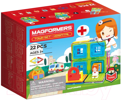 

Конструктор магнитный Magformers, Town Set – Hospital / 717006