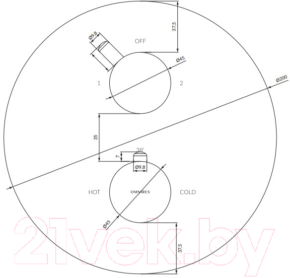 Смеситель Omnires Y 1236ROBL