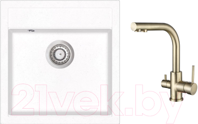 

Мойка кухонная Aquasanita, Tesa SQT100W + смеситель Akvaduo 2663 002 nickel