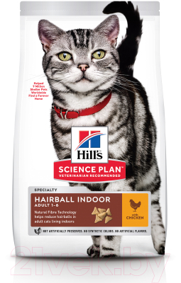 Сухой корм для кошек Hill's Science Plan Hairball Indoor Chicken / 604112 (300г)