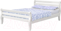 Двуспальная кровать Мебельград Аврора 160x200 (белый полупрозрачный массив сосны) - 