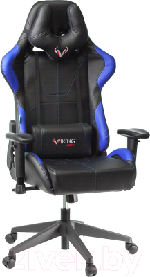 Кресло геймерское Бюрократ Zombie Viking 5 Aero Blue (искусственная кожа черный/синий)