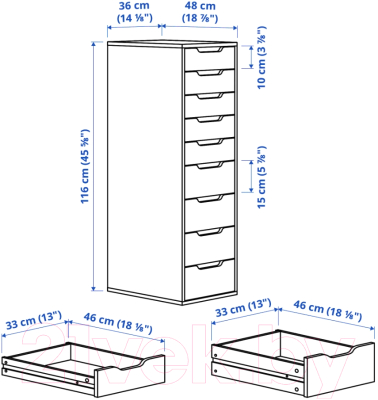 Тумба Ikea Алекс 504.861.41