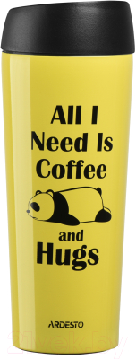 Термокружка Ardesto Coffee Time Panda / AR2645DTY (450мл, желтый)