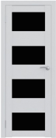 Дверь межкомнатная Юни Амати 02 60x200 (черное стекло/бьянко) - 