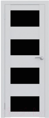 Дверь межкомнатная Юни Амати 02 60x200 (черное стекло/бьянко)