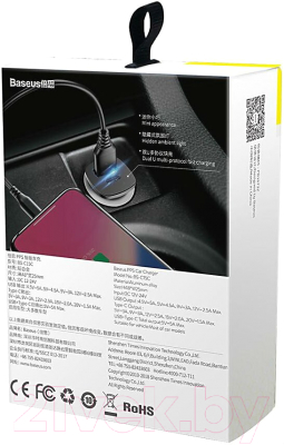 Адаптер питания автомобильный Baseus Square Metal A+C 30W PPS / CCALL-AS01 (черный)
