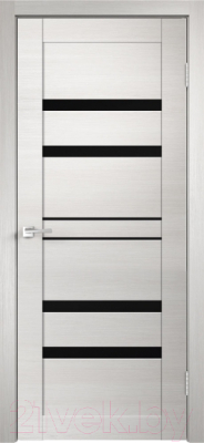 Дверь межкомнатная Velldoris Linea 6 60x200 (дуб белый поперечный/лакобель черный)