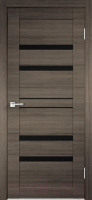 Дверь межкомнатная Velldoris Linea 6 80x200 (дуб серый поперечный/лакобель черный)