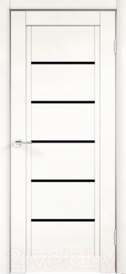 Дверь межкомнатная Velldoris Экошпон Next 1 60x200 (белый эмалит/лакобель черный)
