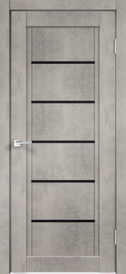 Дверь межкомнатная Velldoris Экошпон Next 1 60x200 (муар светло-серый/лакобель черный)