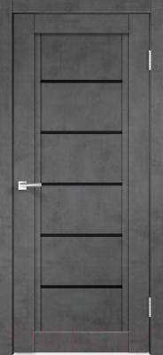 Дверь межкомнатная Velldoris Экошпон Next 1 60x200 (муар темно-серый/лакобель черный)