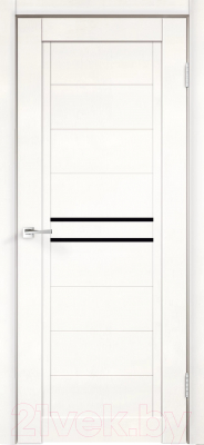 Дверь межкомнатная Velldoris Экошпон Next 2 60x200 (белый эмалит/лакобель черный)