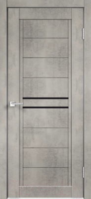 Дверь межкомнатная Velldoris Экошпон Next 2 60x200 (муар светло-серый/лакобель черный)