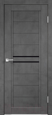 Дверь межкомнатная Velldoris Экошпон Next 2 60x200 (муар темно-серый/лакобель черный)