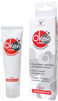 Изображение товара Лубрикант-гель Bioritm О'Кей с хлоргексидином (50г)