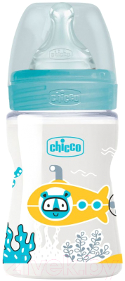 Бутылочка для кормления Chicco Well-Being Boy с силиконовой соской / 00028611200000 (150мл)