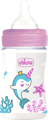 Бутылочка для кормления Chicco Well-Being Girl с силиконовой соской / 00028611100000 (150мл)