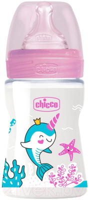 Бутылочка для кормления Chicco Well-Being Girl с силиконовой соской / 00028611100000 (150мл)