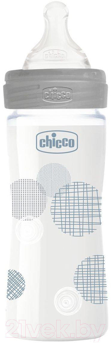 Бутылочка для кормления Chicco Well-Being Glass Uni с силиконовой соской / 00028721300000