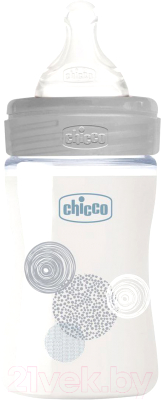 Бутылочка для кормления Chicco Well-Being Glass Uni с силиконовой соской / 00028711300000 (150мл)