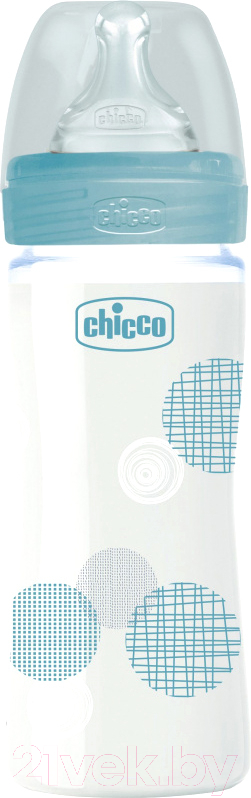 Бутылочка для кормления Chicco Well-Being Glass Boy с силиконовой соской / 00028721200000