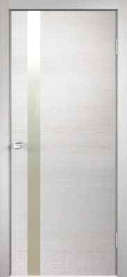 Дверь межкомнатная Velldoris Экошпон Techno Z1 60x200 (дуб белый поперечный/зеркало матированное)