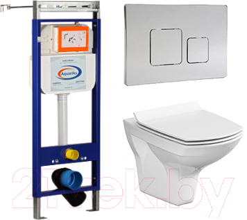 

Унитаз подвесной с инсталляцией Cersanit, Carina New Clean On + Aquanika Basic 10.702.450.02.09