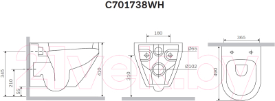 Унитаз подвесной с инсталляцией AM.PM Spirit C701738WH + C707858WH + 10.702.45B.02.19