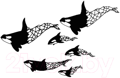 Декор настенный Arthata Голубые киты 120x180-B / 077-6 (черный)