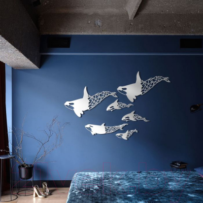 Декор настенный Arthata Голубые киты 160x250-V / 077-6 (белый)