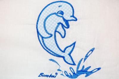Комплект постельный для малышей Bombus Дельфинчик 7 (голубой) - вышивка