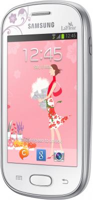 Смартфон Samsung S6790 Galaxy Fame Lite La Fleur (белый) - вид полубоком
