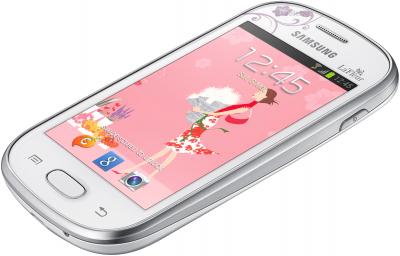 Смартфон Samsung S6790 Galaxy Fame Lite La Fleur (белый) - вид лежа