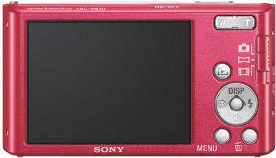Компактный фотоаппарат Sony Cyber-shot DSC-W830 (розовый) - вид сзади