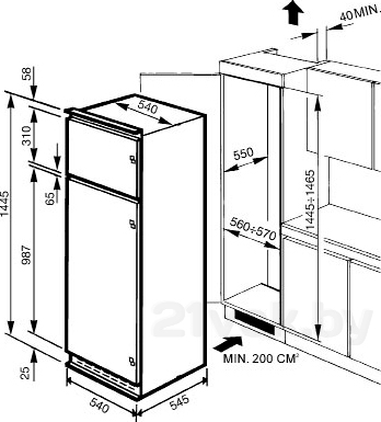 Холодильник с морозильником Smeg FR2322P - схема