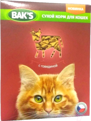 Сухой корм для кошек Bak's С говядиной (10кг)