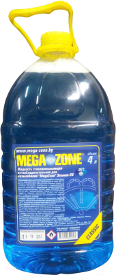 Жидкость стеклоомывающая MegaZone Classic зима -20 / 9000065 (4л, синий)