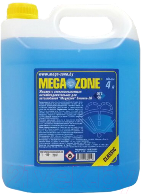 Жидкость стеклоомывающая MegaZone Classic Зима -20 / 9000063 (4л, синий)