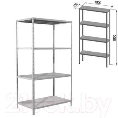 Стеллаж металлический Brabix Ms Kd-185/60-4 / 291117