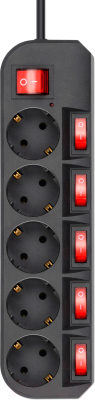 Сетевой фильтр Buro 500SH-5-SW-B (черный)