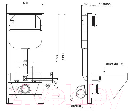 Унитаз подвесной с инсталляцией Roca Laura 734630300R + ZRU8013920 + 10.702.450.02.10