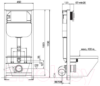 Унитаз подвесной с инсталляцией Roca Victoria 734630300R + ZRU8013900 + 10.702.45B.02.19